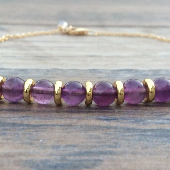 Amethyst anklet, 14k Gold filled, February birthstone - Picture 3 of 8